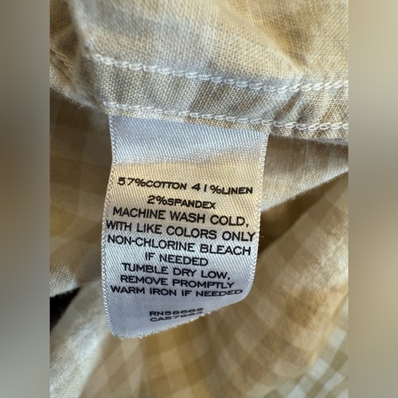 Nordstrom Men’s Button Down Linen Blend Dress Shirt Tan White Size Large Trim - Picture 4 of 7